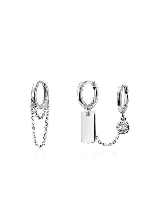 Cool Fashion Retro Circle Chain Earrings Earrings Cold Style Simple Hip-hop Asymmetric Ears 