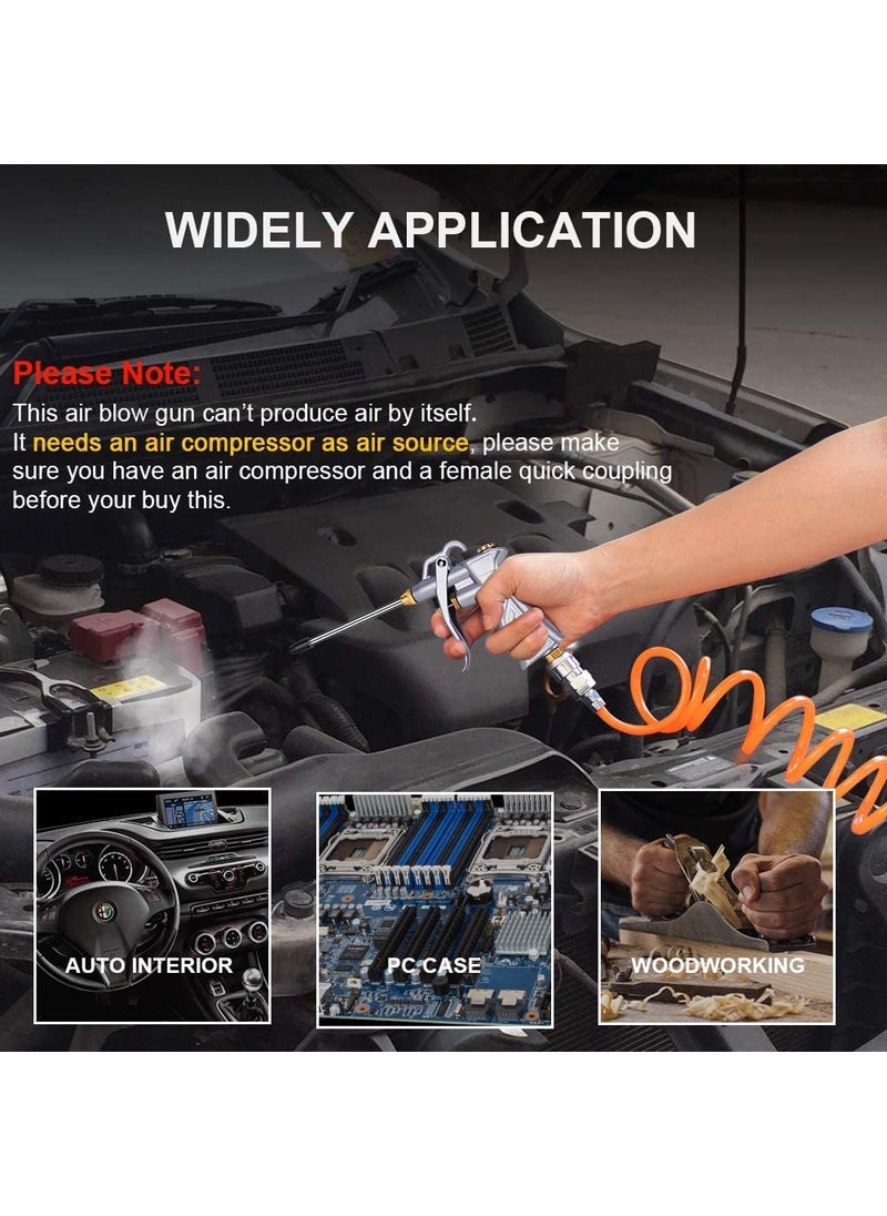 SHASALES SHASALES Industrial Air Blow Gun and 1 Steel Air Flow Extension Pneumatic Air Compressor Accessory Tool Dust Cleaning Air Blower Gun  - Image 5