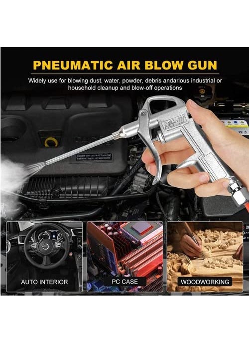 SHASALES SHASALES Industrial Air Blow Gun and 1 Steel Air Flow Extension Pneumatic Air Compressor Accessory Tool Dust Cleaning Air Blower Gun  - Image 3