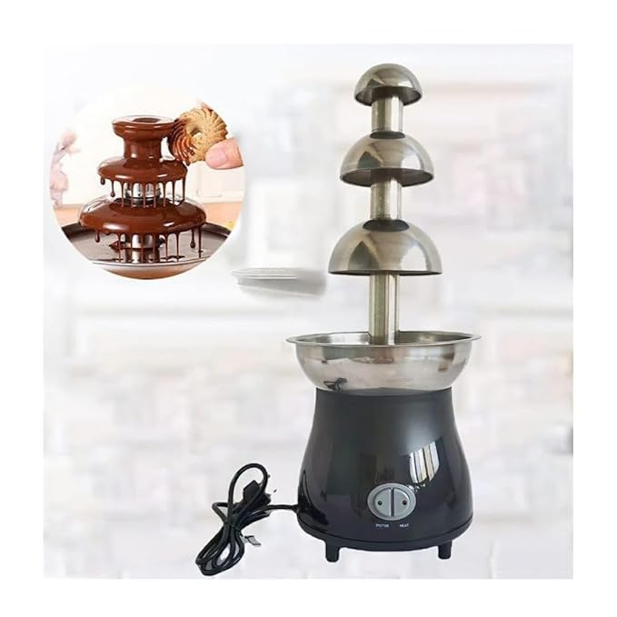 ZAEGO ZAEGO Electric Chocolate Fountain for Easter Party Stainless Steel Melting Heating Machine Pot for CheeseChocolate Fondue 1 Lts 3 Tier Melt Dipping Machine Warmer BBQ Sauce Strawberries Household  - Image 3