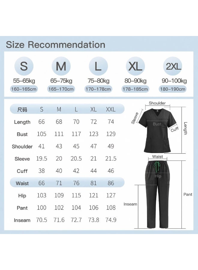 NIBEMINENT Women's Medical Scrubs Uniform Set 2-Piece, Unisex Fit Soft Scrubs Top & Pants - Image 2