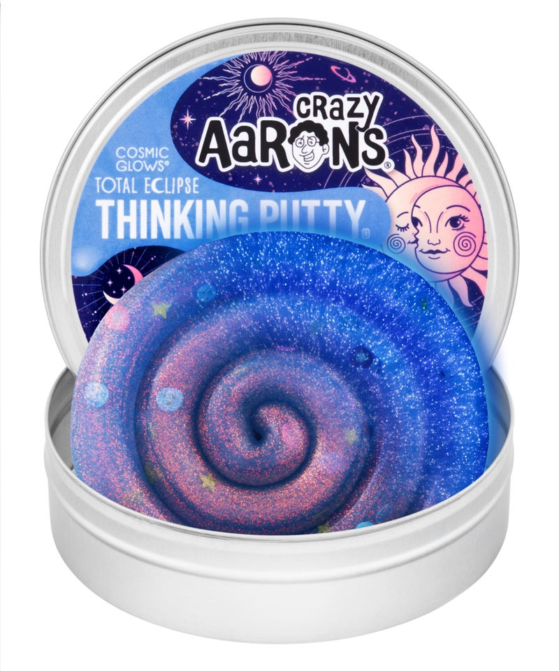 Crazy Aaron's Thinking Putty - Total Eclipse - Glow in The Dark Sensory Putty for Kids and Grown ups in a 4" Tin - Creative and Endless Fun, Stress Relief Therapy Toys, Never Dries Out - Made in USA - Image 1