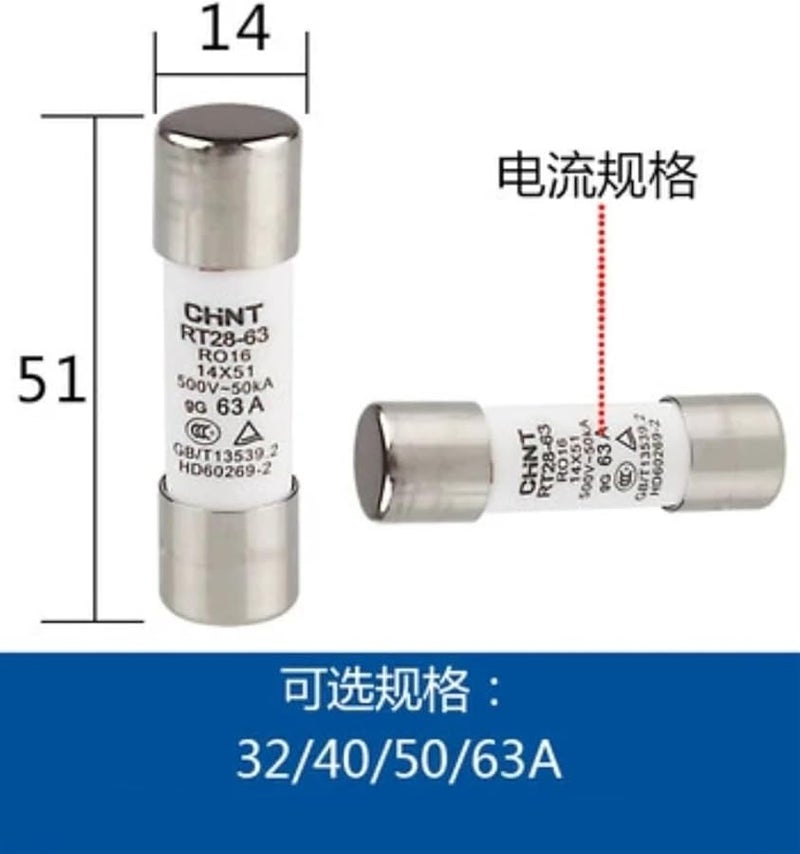 RT28 32 Ceramic Fuse 10Pcs 6A 500V 100KA Silver 10x38mm RT28N 32X Base - Image 3