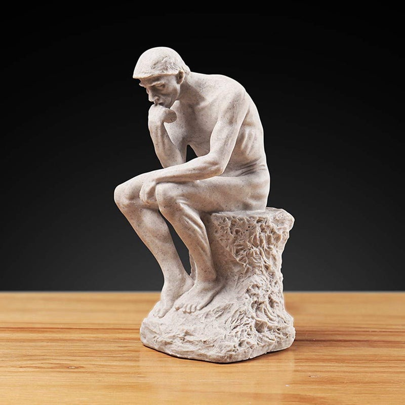 NEWQZ NEWQZ Creative Thinker Statues Individual Figurine for Living Room Decor H 96 Inch Sandstone 