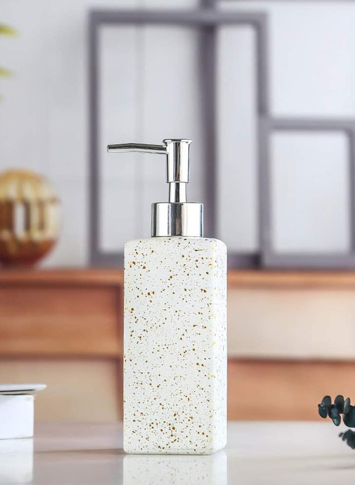 Festive Gallery 12 Ounces Soap Dispenser, Refillable Premium Glass Hand Dish Dispensers Pump Bottle for Bathroom Vanity Countertop and Kitchen Sink  - Image 5