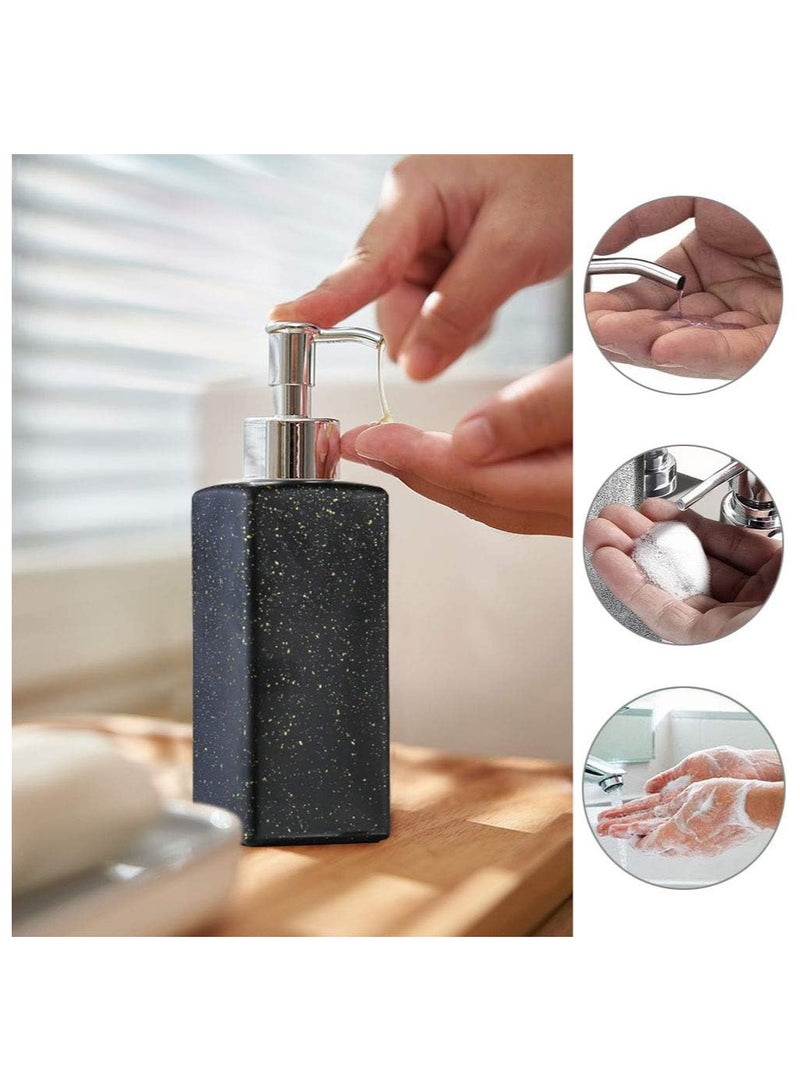 Festive Gallery 12 Ounces Soap Dispenser, Refillable Premium Glass Hand Dish Dispensers Pump Bottle for Bathroom Vanity Countertop and Kitchen Sink  - Image 4