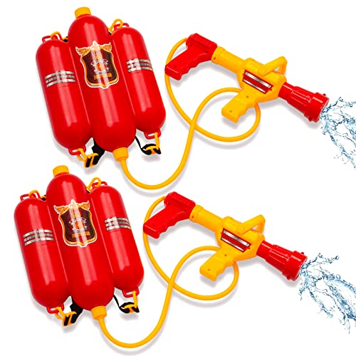 Tigerdoe Water Blaster for Kids 2 Pack Water Backpack Squirt Toy Water Fight Supplies Fireman Water Toy Firefighter Water Sprayer - Image 1