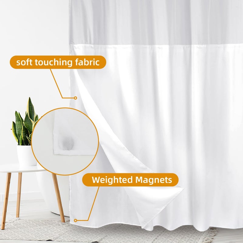eachope 1 Pack Fabric Snap-in Shower Curtain Liner Replacement,Compatible with No Hook Shower Curtain with Snap in Liner, Removable & Water-Repellent,Machine Washable,70x57,White - Image 4