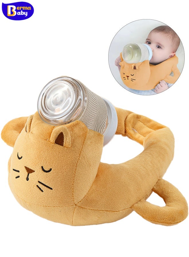 Berma Baby وسادة تغذية الطفل حامل زجاجة دعم الطفل حامل زجاجة الرضاعة وسادة تغذية الطفل وسادة مضادة للبصق لحديثي الولادة وسادة رأس مضادة للتحيز للأطفال - أصفر - Image 1