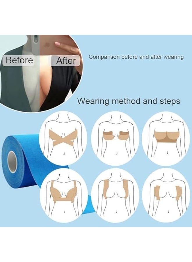 Breast Lift Tape for Lift & Fashion Bra Alternative of Breasts Achieve Lift and Push up in All Clothing, Waterproof, Sweat-Proof, Invisible Under Clothing (Sky Blue) - Image 2