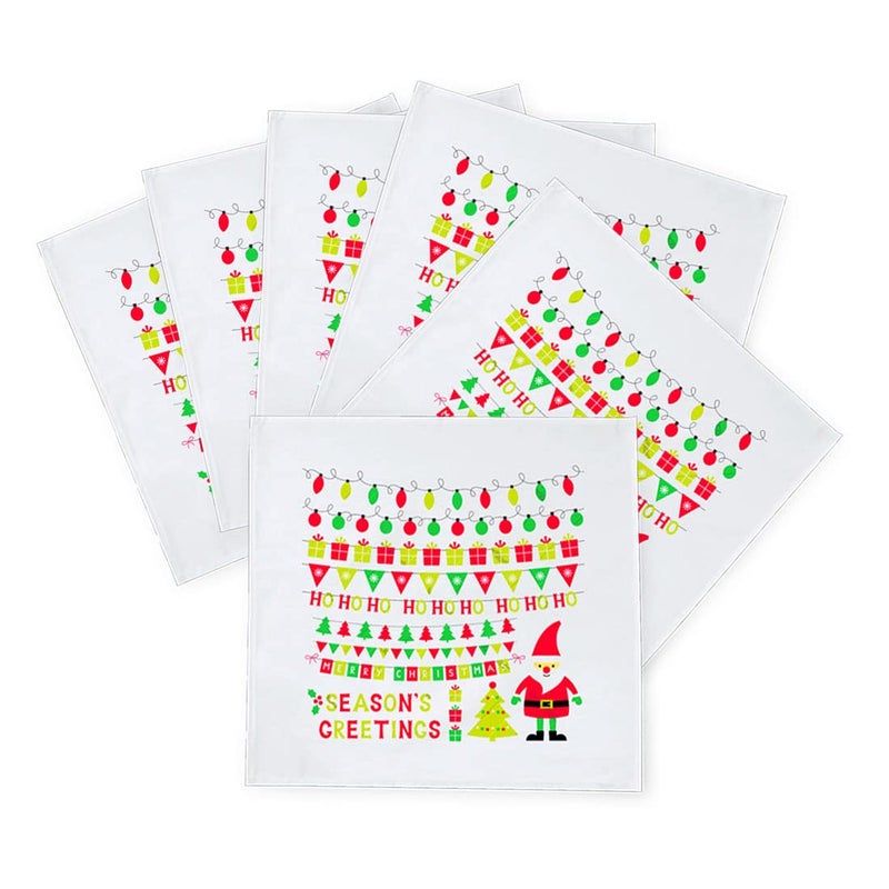 Khakee 6 Pcs Christmas Theme Silk Table Napkins 10x 10 for Xmas Decoration Christmas OrnamentsChristmas Giftxmas21098 - Image 2