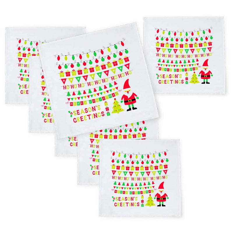 Khakee 6 Pcs Christmas Theme Silk Table Napkins 10x 10 for Xmas Decoration Christmas OrnamentsChristmas Giftxmas21098 - Image 1