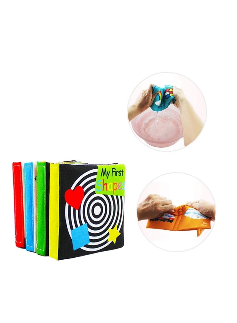 كتاب من القماش الإنجليزي للأطفال (أسود / أبيض مجموعة من 4 قطع) - Image 5