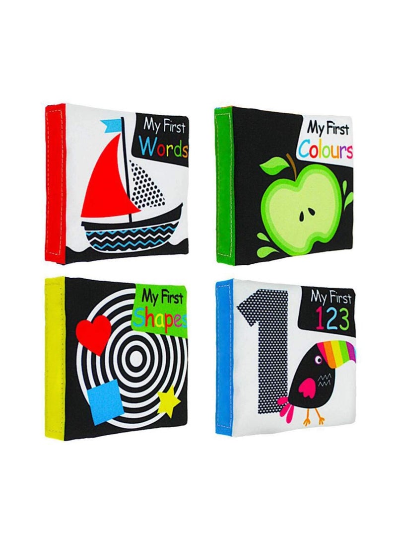 كتاب من القماش الإنجليزي للأطفال (أسود / أبيض مجموعة من 4 قطع) - Image 1