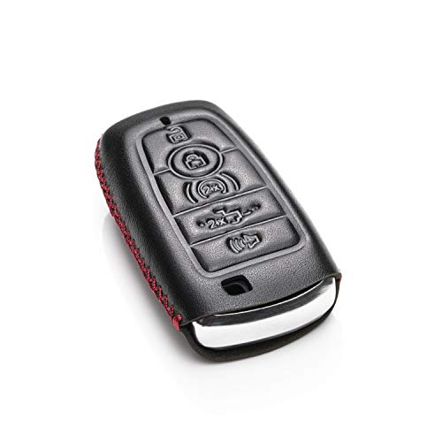 Vitodeco Leather Smart Key Fob Case Compatible with Ford Escape 2025, Bronco 2025, Explorer 2025, Edge 2025, Expedition 2025, F-150, Mustang 2025, F150 2025 and More Models (5-Button, Black/Red) - Image 3
