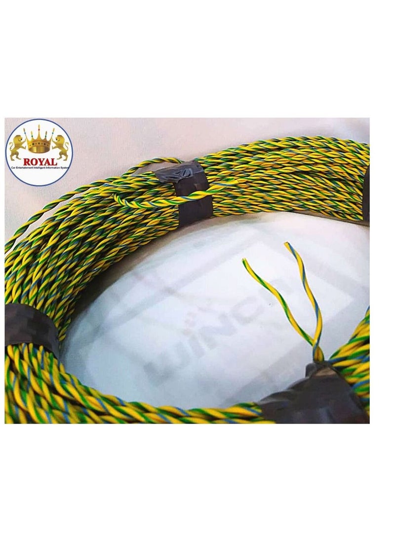 Royal SPEAKER CABLE TWISTED AUDIO SYSTEM CONNECT TWISTED BY 3 COLOR YELLOW GREEN & BLUE COLOR  - Image 2