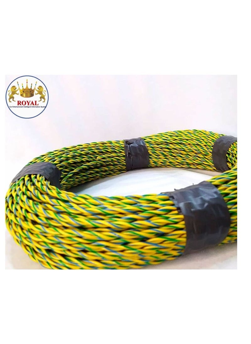 Royal SPEAKER CABLE TWISTED AUDIO SYSTEM CONNECT TWISTED BY 3 COLOR YELLOW GREEN & BLUE COLOR  - Image 1