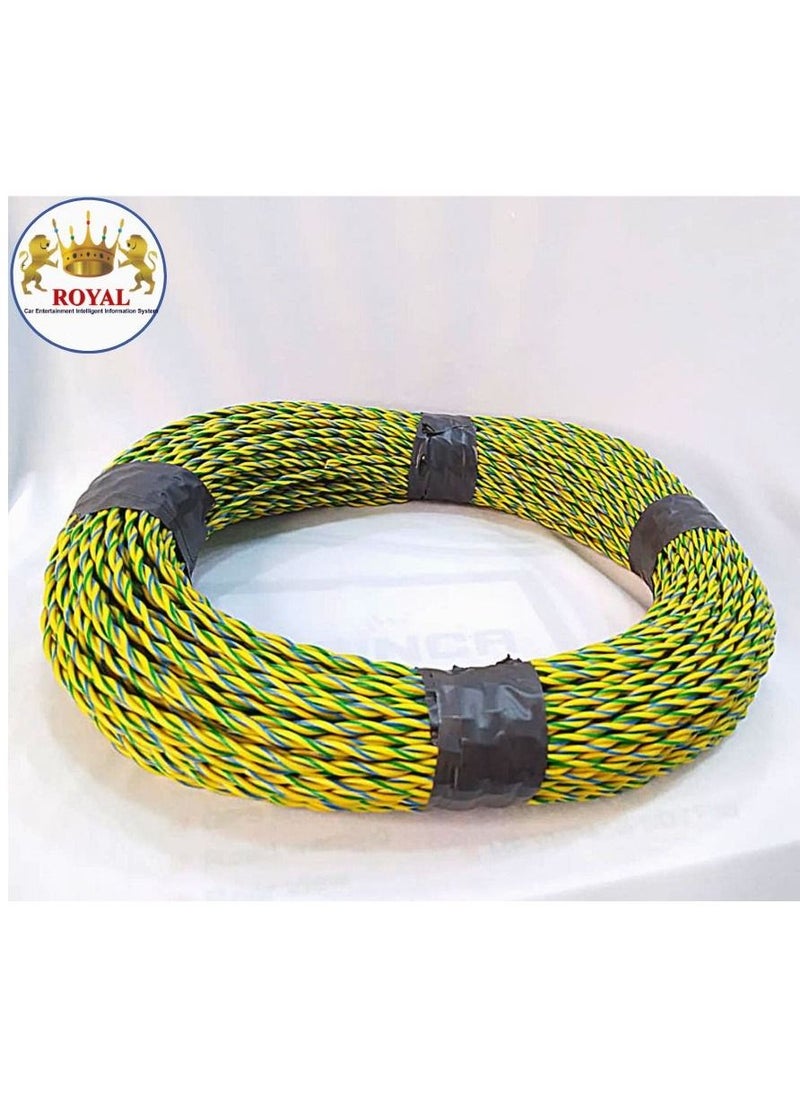 Royal SPEAKER CABLE TWISTED AUDIO SYSTEM CONNECT TWISTED BY 3 COLOR YELLOW GREEN & BLUE COLOR  - Image 3