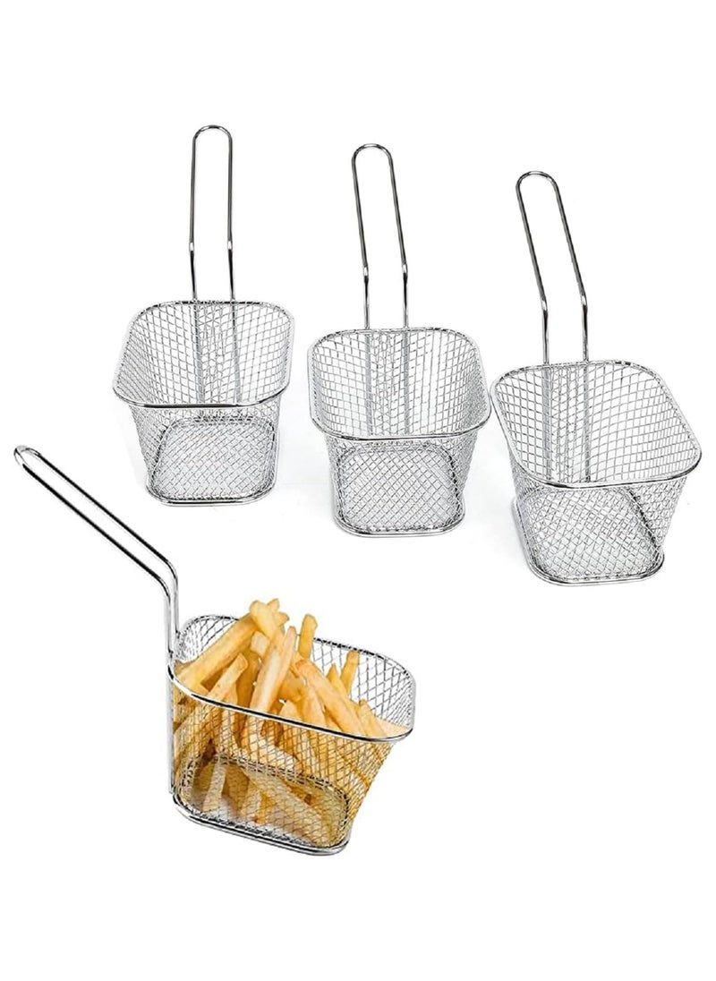 LIMITLESS 4PC Square Fry Basket for French Fries and Snacks Strain Excess Oil Effortlessly fry basket Stainless Steel Basket Food Display Strainers Chef Colander Tools Pasta Strainer (Assorted Color)  - Image 1