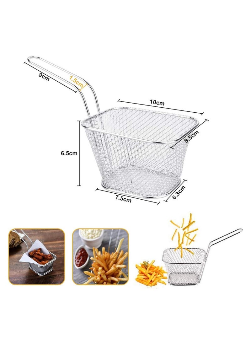 LIMITLESS 4PC Square Fry Basket for French Fries and Snacks Strain Excess Oil Effortlessly fry basket Stainless Steel Basket Food Display Strainers Chef Colander Tools Pasta Strainer (Assorted Color)  - Image 2