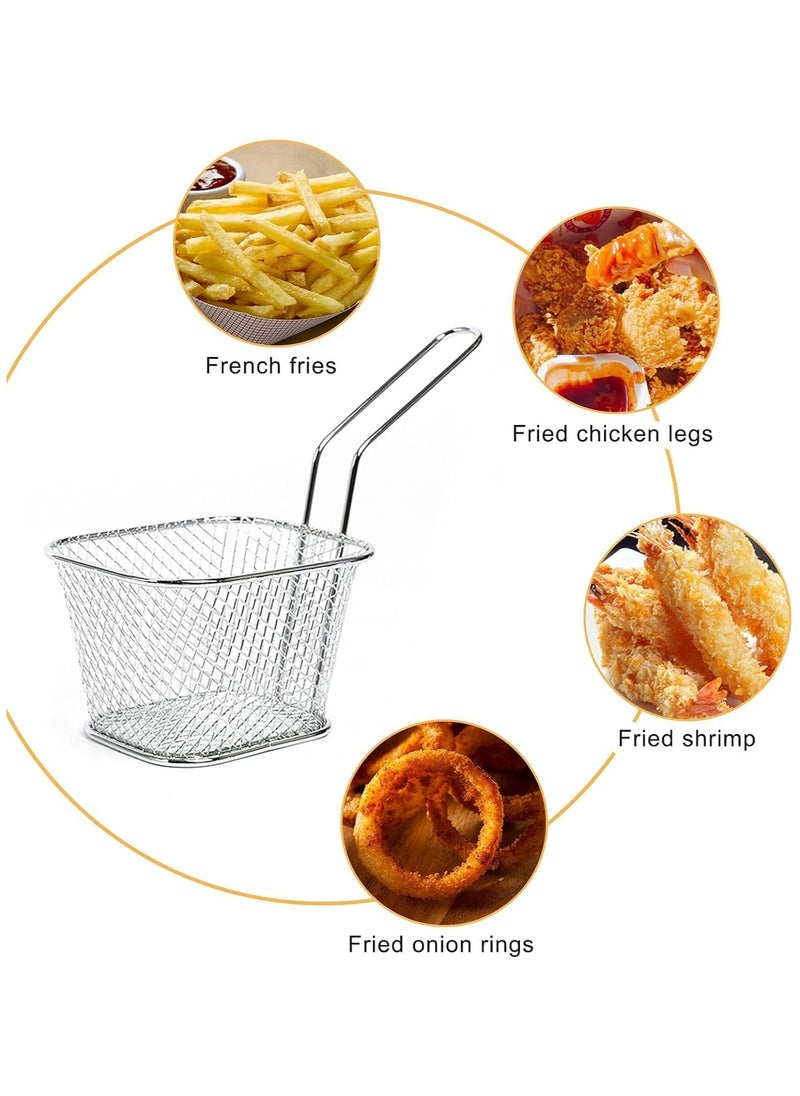 LIMITLESS 4PC Square Fry Basket for French Fries and Snacks Strain Excess Oil Effortlessly fry basket Stainless Steel Basket Food Display Strainers Chef Colander Tools Pasta Strainer (Assorted Color)  - Image 3