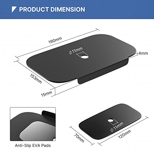 IMtKotW Monitor Mount Reinforcement Plate for Thin, Glass and Other Fragile Tabletop, Steel Bracket Plate Compatible with Most Monitor Stand C-Clamp Installation,Black - Image 5