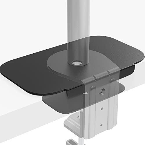 IMtKotW Monitor Mount Reinforcement Plate for Thin, Glass and Other Fragile Tabletop, Steel Bracket Plate Compatible with Most Monitor Stand C-Clamp Installation,Black - Image 1