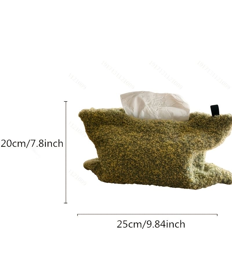 Yellow Fabric Knitted Tissue Box for Living Room Car Hanging Storage - Image 3