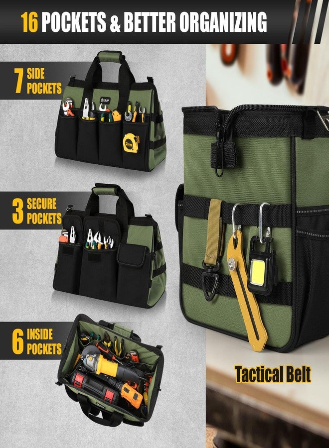 UUP 18-Inch Large Tool Bag, 16-Pocket Portable Tool Box Organizer Storage, Heavy Duty Tactical Tote Toolbox with Big Zipper, Adjustable Shoulder Strap, Father Day Dad Men Gift for Mechanic Electrician - Image 3