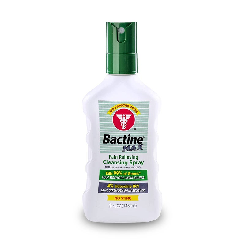 Bactine MAX First Aid Spray - Pain Relief Cleansing Spray with 4% Lidocaine - Numbing Lidocaine Kills 99.9% of Germs - Pain + Itch Relief for Minor Cuts & Scrapes, Burns & Bug Bites - 5oz - Image 1