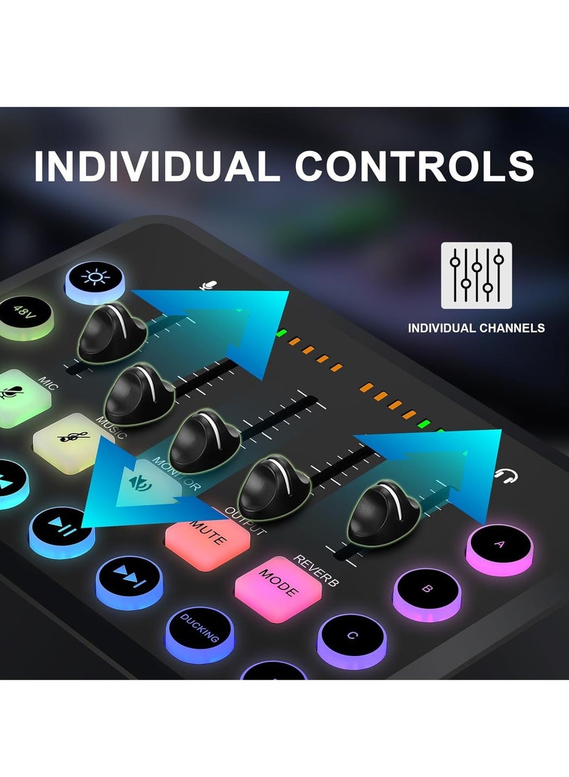 XiuWoo Podcast Equipment Bundle includes audio mixer and microphone, ideal for video production, live streaming, gaming voiceovers. Compatible with various operating systems and software  - Image 3