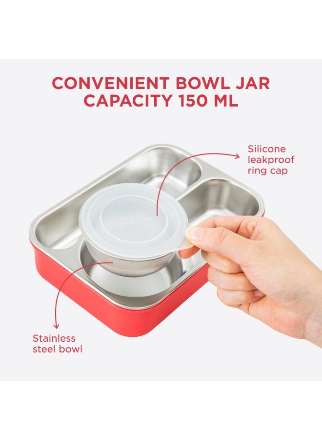 Hydrobrew Personalized Steel Core Lunch Box 750ml + 150ml Food Jar w/ cutlery, Stainless Steel, Leakproof - PINK SORBET - Image 4