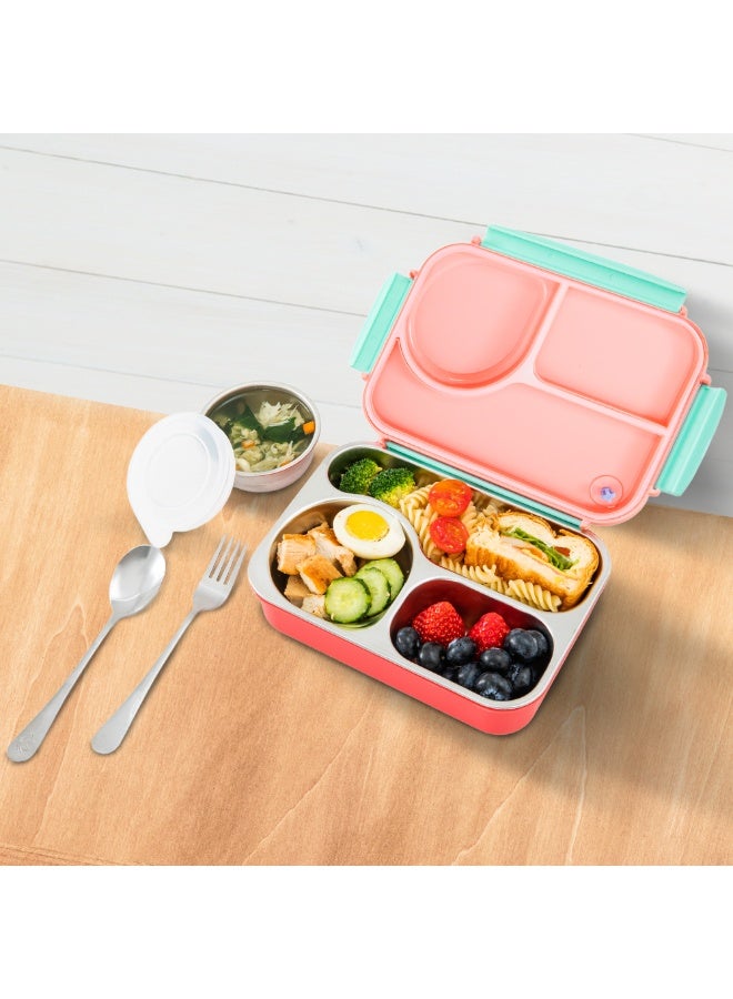 Hydrobrew Personalized Steel Core Lunch Box 750ml + 150ml Food Jar w/ cutlery, Stainless Steel, Leakproof - PINK SORBET - Image 5