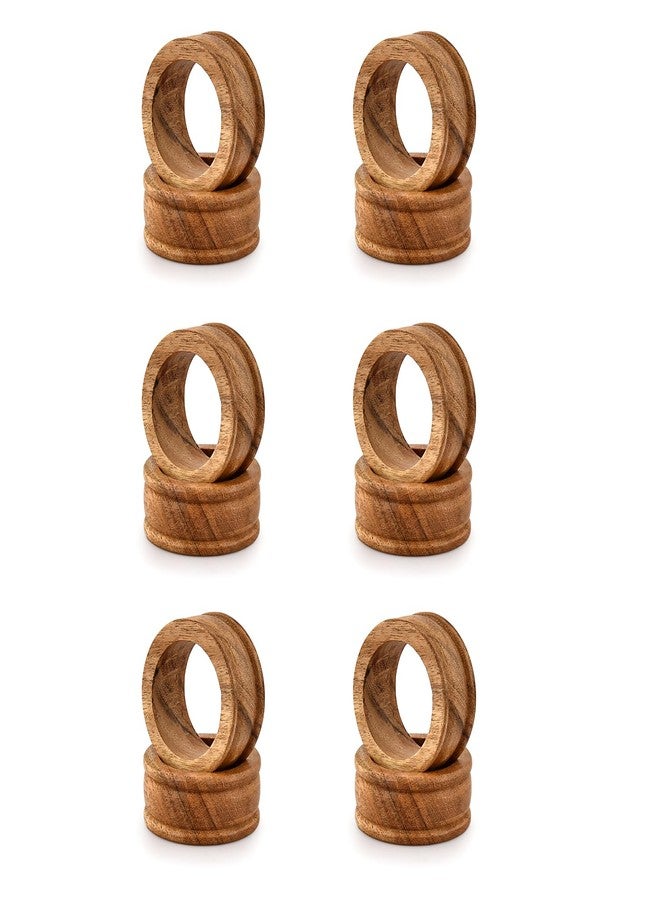 BHAVATU Napkin Rings Acacia Wood Set of 12 for Dinner Table Decoration | Napkin Ring for Home and Kitchen Décor Festive Party Gift Farmhouse for Table - Image 3