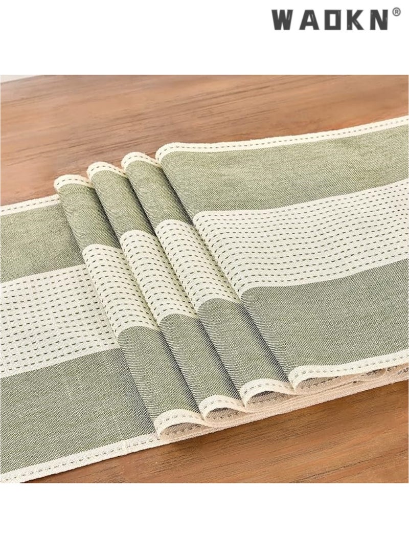 WAOKN Table Runner, 30 * 180 CM Burlap Table Runner for Modern Farmhouse Decor, Natural Cotton Woven Runner with Tassels for Wedding Party Farmhouse Dining Table Decor - Image 2