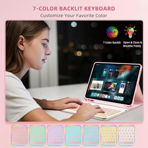 Meyaar Case Keyboard for Samsung Galaxy Tab A9 Plus / A9+ 11inch 2023 - Detachable Magnetic Key Board, Slim Case with S Pen Holder, Auto Sleep/Wake (Black, Keyboard Without Backlight) - Image 4