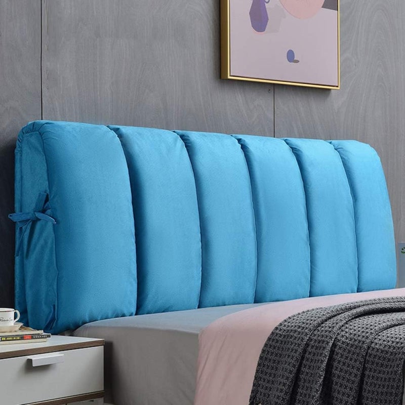 Light Luxury Bed Headboard Comfortable Corn Velvet Cotton Filling Cushion Large Backrest Anti-Collision Nordic Style Decoration Bed Head Dustproof Protector Slip Blue-120×50cm (Blue 180×50cm) - Image 1