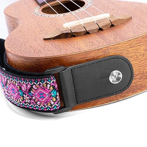 BestSounds Ukulele Strap, Jacquard Weave Adjustable Uke Mandolin Shoulder Straps for Adult & Kids, Ukulele Button Accessories (Pink) - Image 5