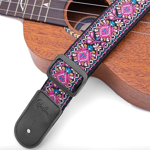 BestSounds Ukulele Strap, Jacquard Weave Adjustable Uke Mandolin Shoulder Straps for Adult & Kids, Ukulele Button Accessories (Pink) - Image 2