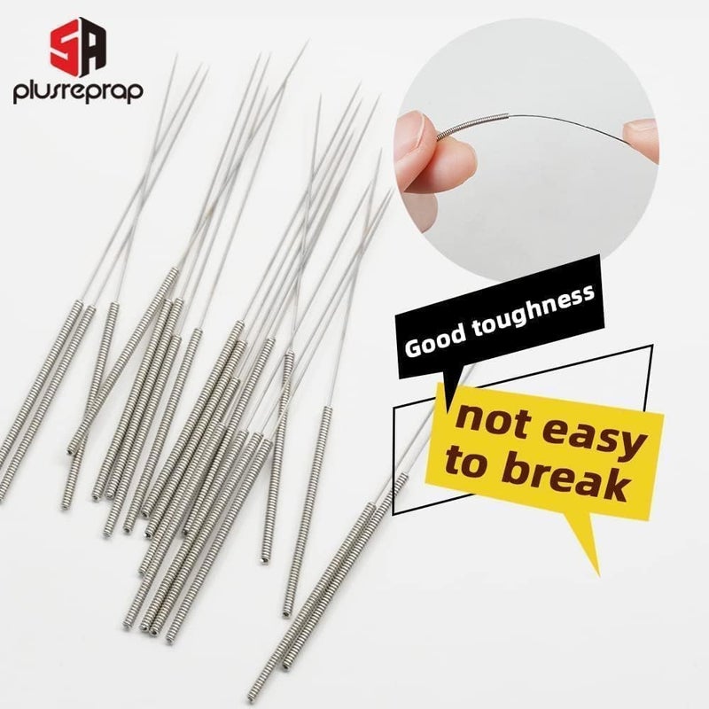 SAPLUSREPRAP 3D Printer Nozzle Cleaning Kit: 20-Pack 0.4mm Stainless Steel Nozzle Cleaner, 3D Printer Cleaning Needles for Creality Ender 3/K1/MK8/V6, No Clogger, Sturdy and Durable, Ease of Use, by 5APLUSREPRAP - Image 2