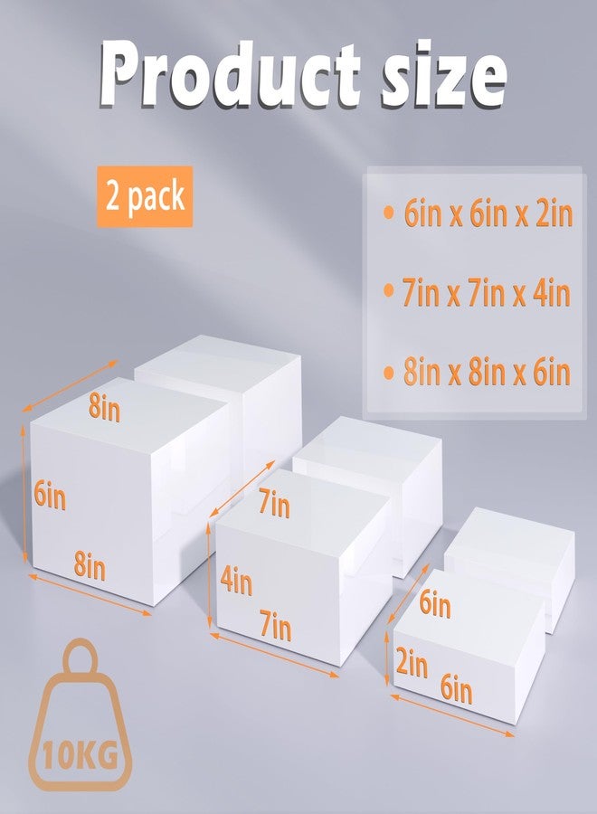 PITBVO Buffet Risers, Food Display Risers for Party, White Acrylic Risers Display Stand for Buffet Table, Catering Displays for Dessert, Cube Box Nesting Riser with Hollow Bottoms (6"x7"x8" 6PCS) - Image 3