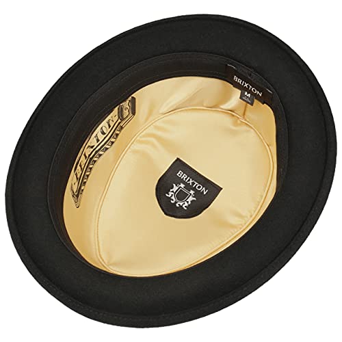 Brixton Men's Stout Short Brim Pork Pie Felt Fedora Hat, Black/Black, XL - Image 5