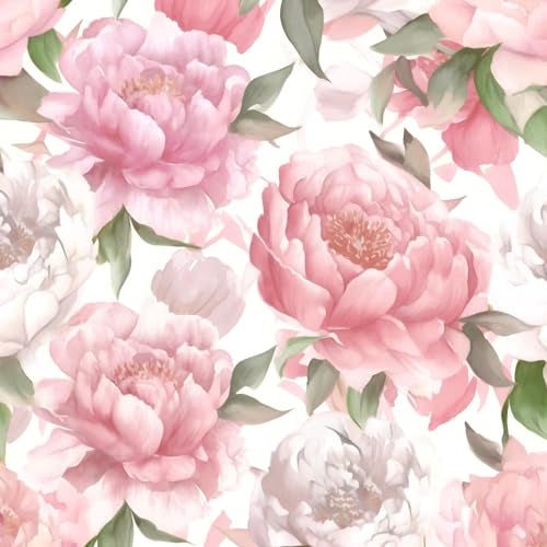 Laatse Pink Floral Contact Paper 175 x 118 Peel and Stick Wallpaper Vintage Rose Vinyl Self Adhesive Waterproof Boho Wall Paper for Drawers Bookcase Shelf Liner Countertop Walls Decor - Image 1