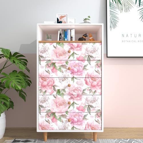 Laatse Pink Floral Contact Paper 175 x 118 Peel and Stick Wallpaper Vintage Rose Vinyl Self Adhesive Waterproof Boho Wall Paper for Drawers Bookcase Shelf Liner Countertop Walls Decor - Image 3