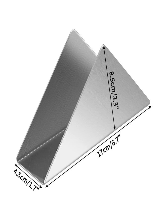 Luvtree 2 Pieces Silver Stainless Steel 304 Napkin Holder, Modern Triangle Cocktail Napkin Dispenser Organizer for Kitchen Countertops, Dinner Tables, Picnic Tables - Image 5