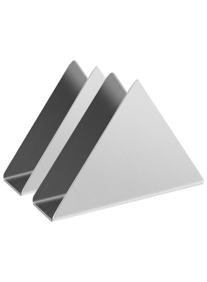 Luvtree 2 Pieces Silver Stainless Steel 304 Napkin Holder, Modern Triangle Cocktail Napkin Dispenser Organizer for Kitchen Countertops, Dinner Tables, Picnic Tables - Image 1