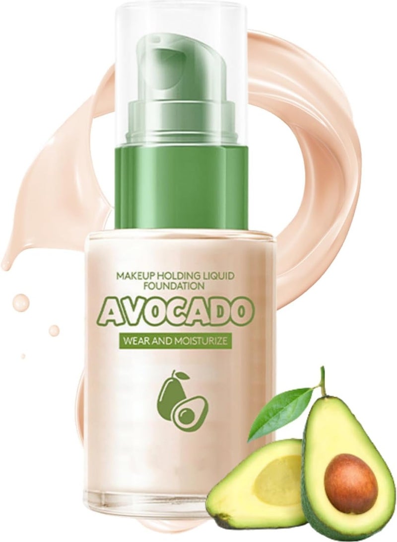 OCHEAL Lasting Finish Matte Foundation Makeup, Oil Control Concealer Primer Makeup with Avocado, Improves Uneven Skin Tone, Full Coverage, Lightweight for Mature Skin, ivory 1 PCS - Image 2