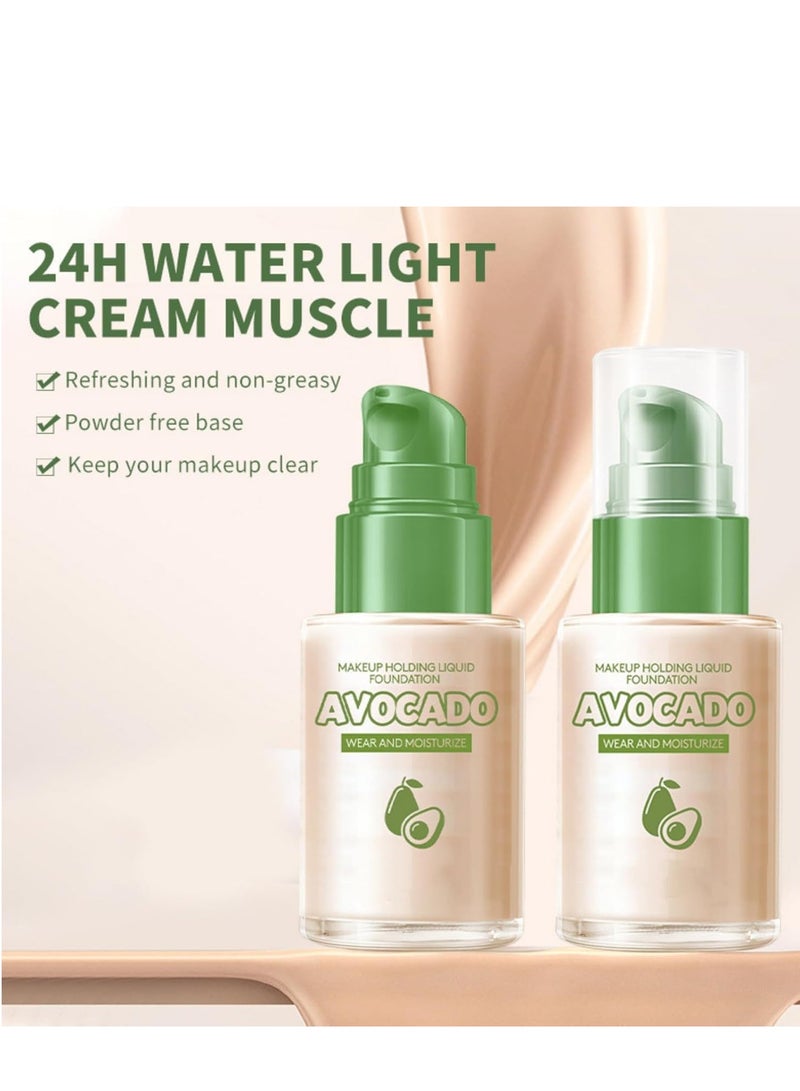 OCHEAL Lasting Finish Matte Foundation Makeup, Oil Control Concealer Primer Makeup with Avocado, Improves Uneven Skin Tone, Full Coverage, Lightweight for Mature Skin, ivory 1 PCS - Image 4