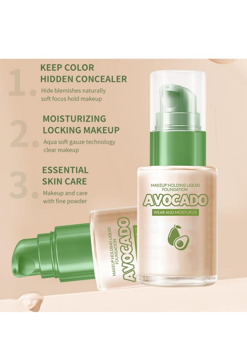 OCHEAL Lasting Finish Matte Foundation Makeup, Oil Control Concealer Primer Makeup with Avocado, Improves Uneven Skin Tone, Full Coverage, Lightweight for Mature Skin, ivory 1 PCS - Image 5