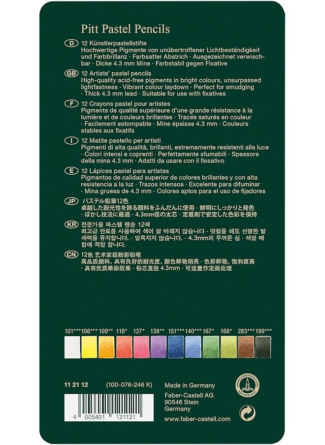 FABER-CASTELL - Pitt Pastel Color Pencil 12 Piece Set Assorted - Image 1